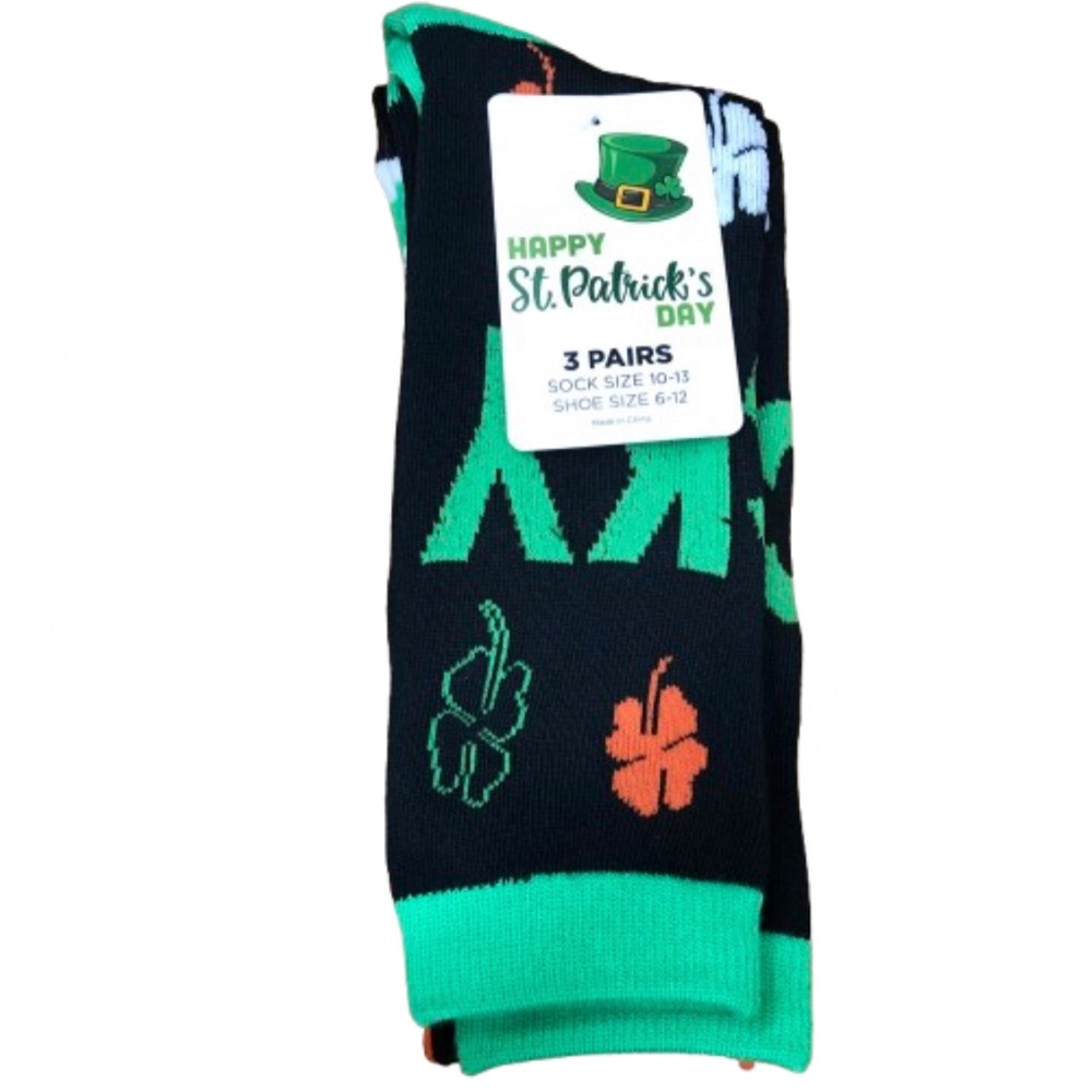 ☘️$5☘️NEW St. Patrick’s Day Fun Socks 3 PAIRS Green Fit Shoe Size 6 - 12 Unisex